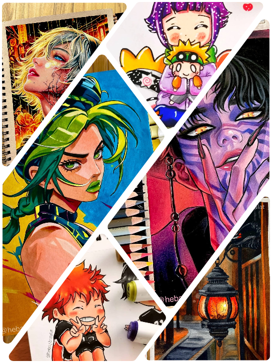 Collage of Heba's artwork